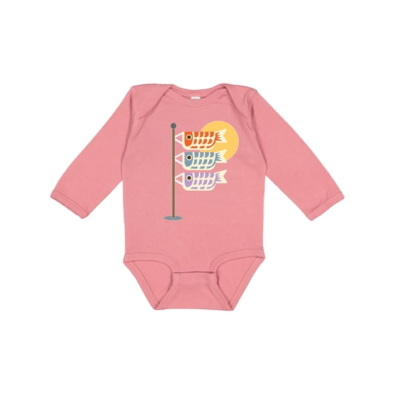 Inktastic Japanese Carp Fish Flags Boys or Girls Long Sleeve Baby Bodysuit
