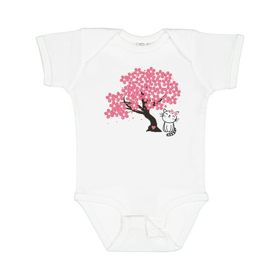 Inktastic Japanese Cherry Tree Kitty Cat Girls Baby Bodysuit