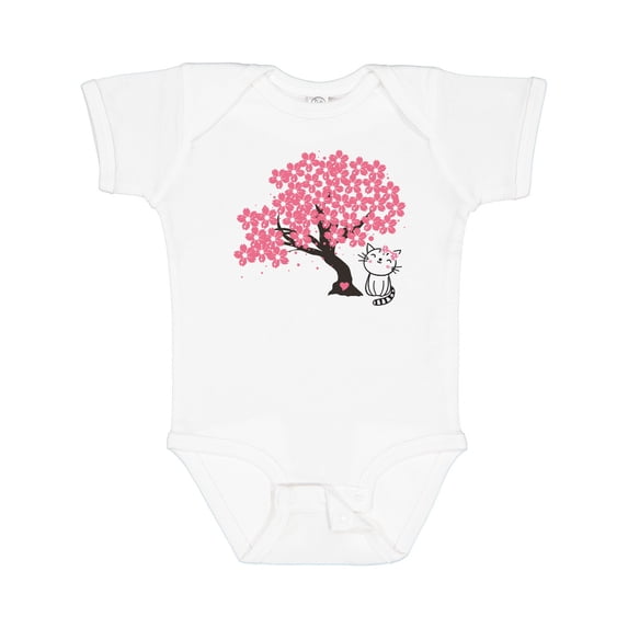 Inktastic Japanese Cherry Tree Kitty Cat Girls Baby Bodysuit