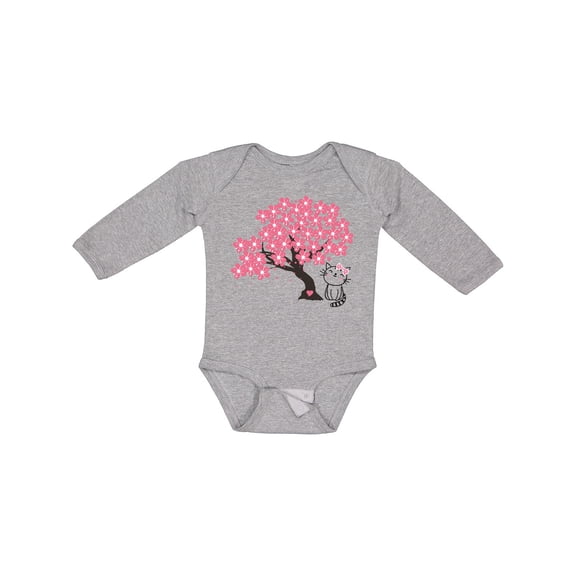 Inktastic Japanese Cherry Tree Kitty Cat Girls Long Sleeve Baby Bodysuit