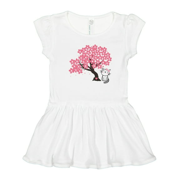 Inktastic Japanese Cherry Tree Kitty Cat Girls Toddler Dress