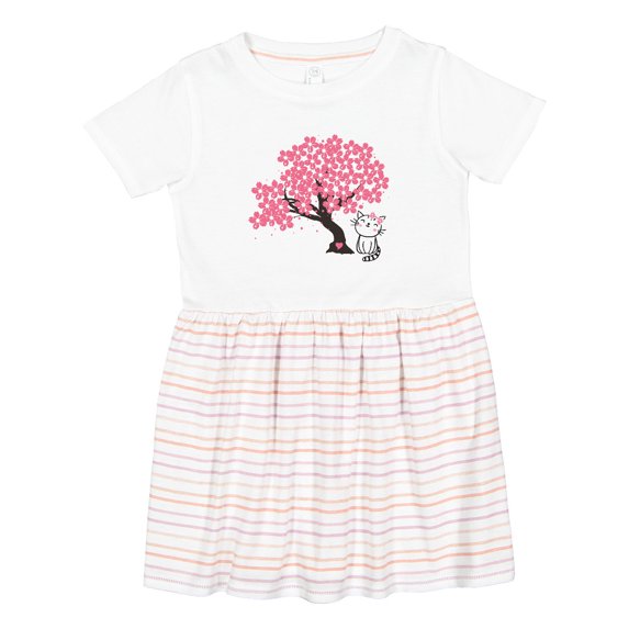 Inktastic Japanese Cherry Tree Kitty Cat Girls Toddler Dress
