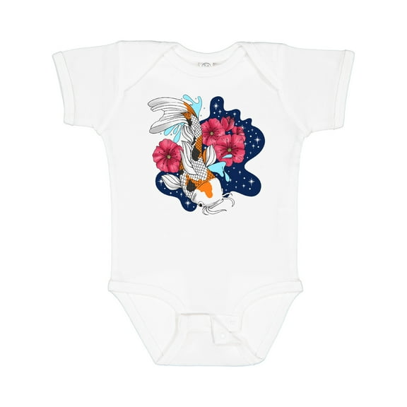 Inktastic Japanese Koi Fish Pond with Stars Boys or Girls Baby Bodysuit