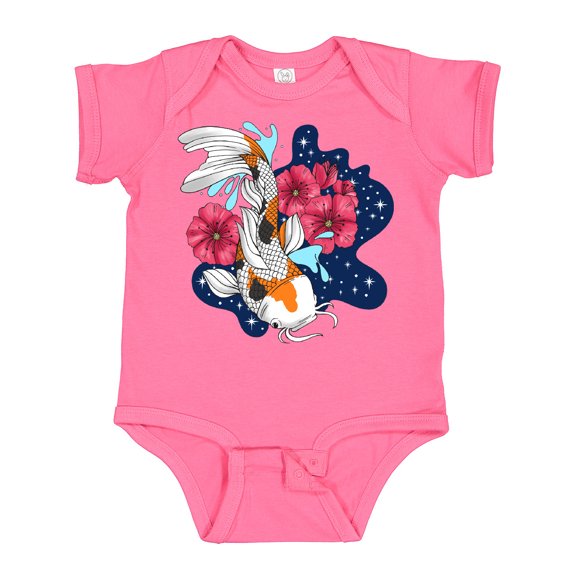 Inktastic Japanese Koi Fish Pond with Stars Boys or Girls Baby Bodysuit