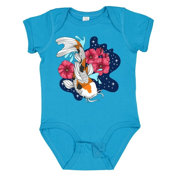 Inktastic Japanese Koi Fish Pond with Stars Boys or Girls Baby Bodysuit