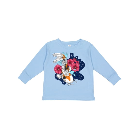 Inktastic Japanese Koi Fish Pond with Stars Boys or Girls Long Sleeve Toddler T-Shirt