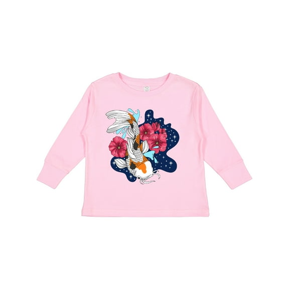 Inktastic Japanese Koi Fish Pond with Stars Boys or Girls Long Sleeve Toddler T-Shirt