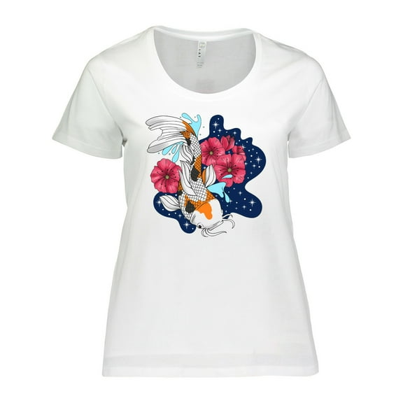Inktastic Japanese Koi Fish Pond with Stars Women's Plus Size T-Shirt