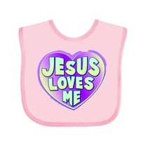 Inktastic Jesus Loves Me Boys or Girls Baby Bib