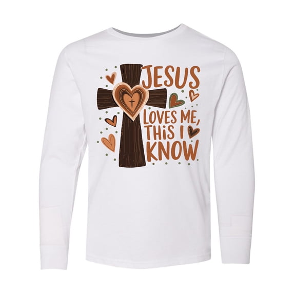 Inktastic Jesus Loves Me Christian Inspirational Long Sleeve Youth T-Shirt