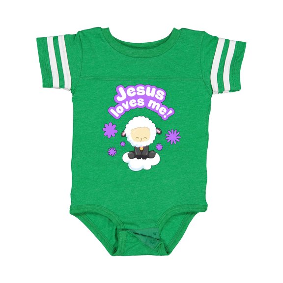 Inktastic Jesus Loves Me Cute Lamb and Flowers Boys or Girls Baby Bodysuit