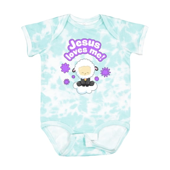 Inktastic Jesus Loves Me Cute Lamb and Flowers Boys or Girls Baby Bodysuit
