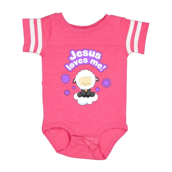 Inktastic Jesus Loves Me Cute Lamb and Flowers Boys or Girls Baby Bodysuit