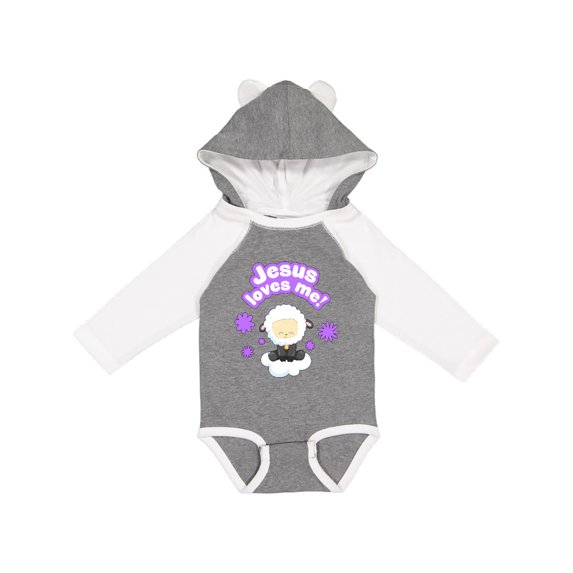 Inktastic Jesus Loves Me Cute Lamb and Flowers Boys or Girls Long Sleeve Baby Bodysuit