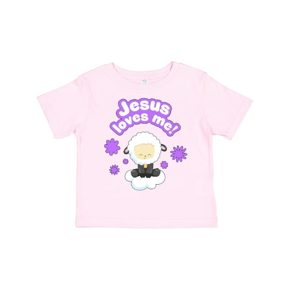Inktastic Jesus Loves Me Cute Lamb and Flowers Boys or Girls Toddler T-Shirt