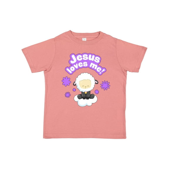 Inktastic Jesus Loves Me Cute Lamb and Flowers Boys or Girls Toddler T-Shirt