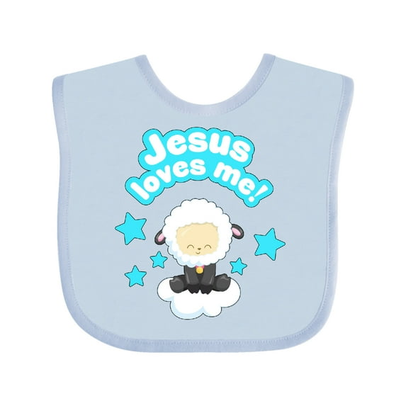 Inktastic Jesus Loves Me Cute Lamb and Stars Boys or Girls Baby Bib