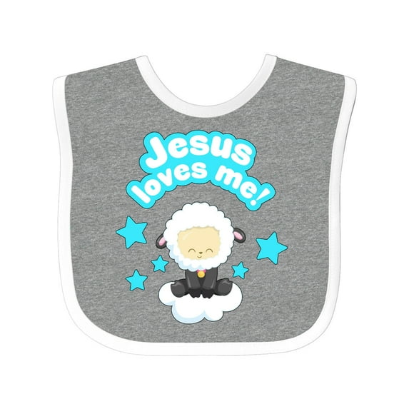 Inktastic Jesus Loves Me Cute Lamb and Stars Boys or Girls Baby Bib