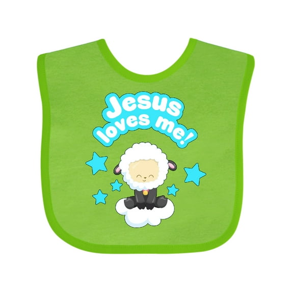 Inktastic Jesus Loves Me Cute Lamb and Stars Boys or Girls Baby Bib