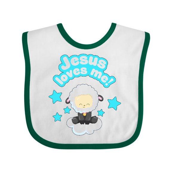 Inktastic Jesus Loves Me Cute Lamb and Stars Boys or Girls Baby Bib