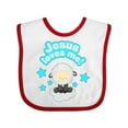 thumbnail image 1 of Inktastic Jesus Loves Me Cute Lamb and Stars Boys or Girls Baby Bib, 1 of 4