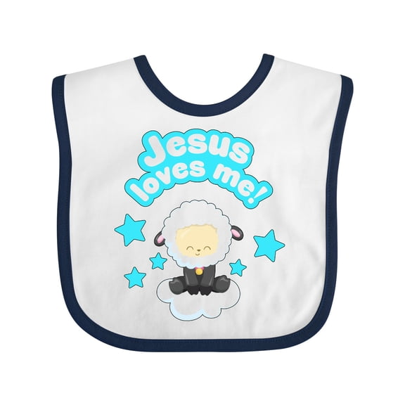 Inktastic Jesus Loves Me Cute Lamb and Stars Boys or Girls Baby Bib
