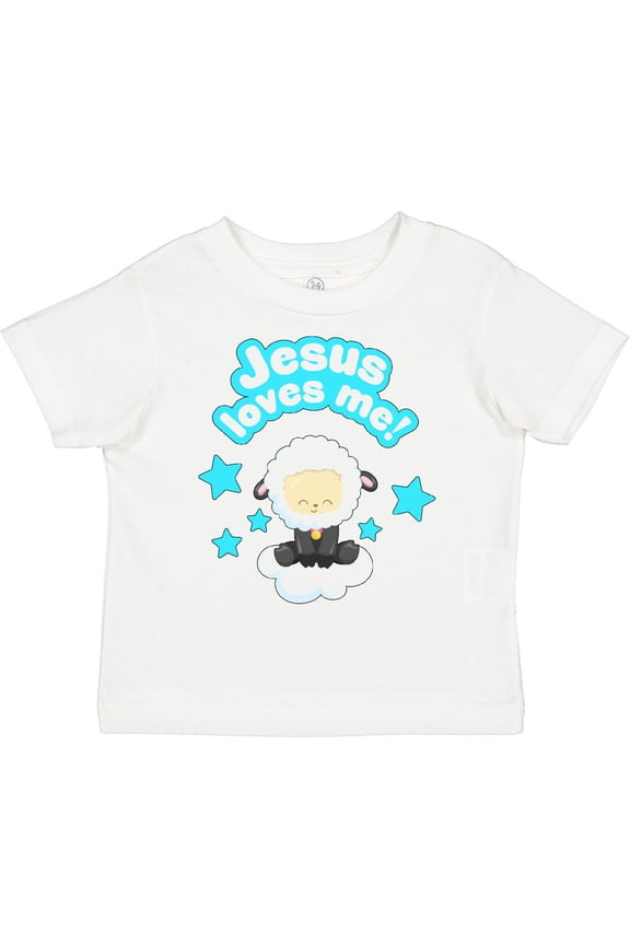 Jesus Loves Me Cute Lamb and Stars Boys or Girls Toddler T-Shirt