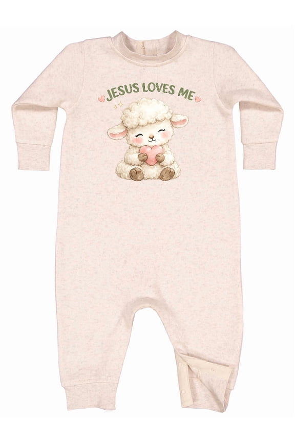 Jesus Loves Me Lamb Baby Fleece Romper
