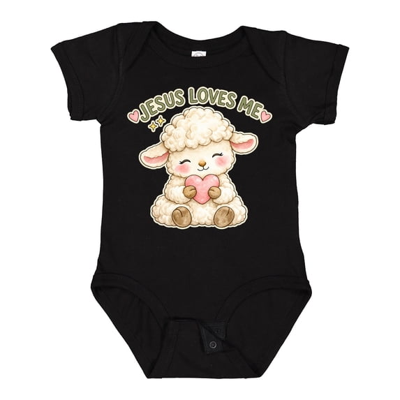 Inktastic Jesus Loves Me Lamb Boys or Girls Baby Bodysuit