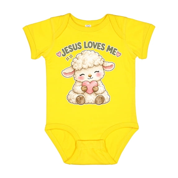 Inktastic Jesus Loves Me Lamb Boys or Girls Baby Bodysuit