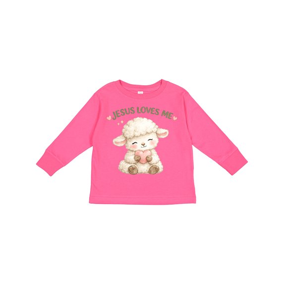 Inktastic Jesus Loves Me Lamb Boys or Girls Long Sleeve Toddler T-Shirt