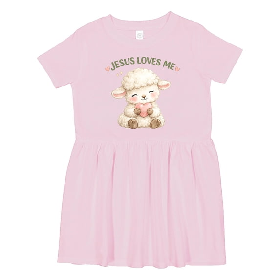 Inktastic Jesus Loves Me Lamb Girls Toddler Dress