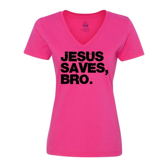 Inktastic Jesus Saves Bro Christian Women's V-Neck T-Shirt