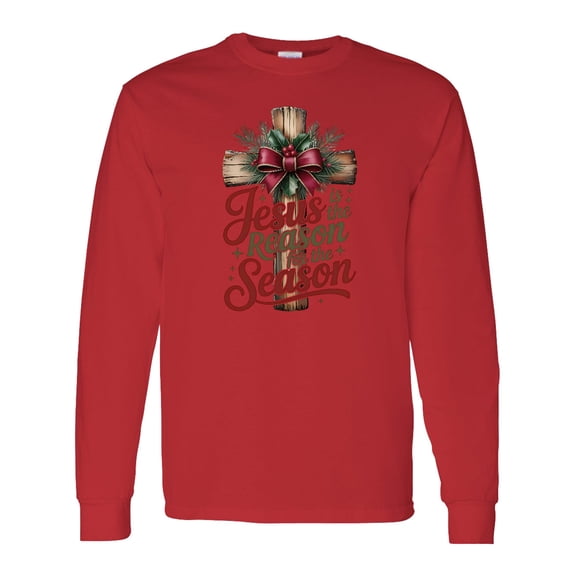 Inktastic Jesus is the Reason for the Season Christian Cross Long Sleeve T-Shirt