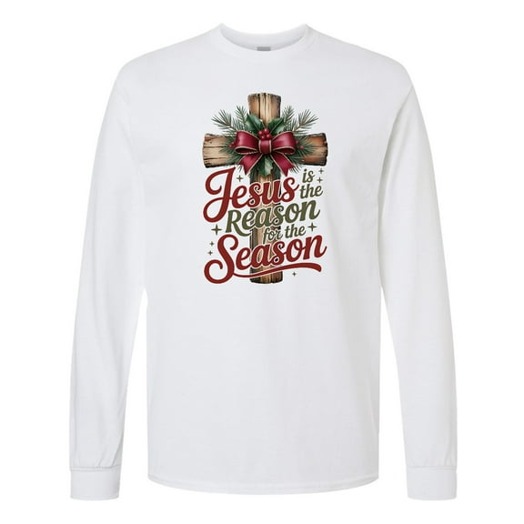 Inktastic Jesus is the Reason for the Season Christian Cross Long Sleeve T-Shirt