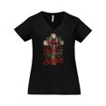 thumbnail image 1 of Inktastic Jesus is the Reason for the Season Christian Cross Women's Plus Size V-Neck T-Shirt, 1 of 5