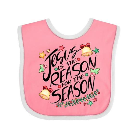Inktastic Jesus is the Reason for the Season Christmas Bells and Stars Boys or Girls Baby Bib