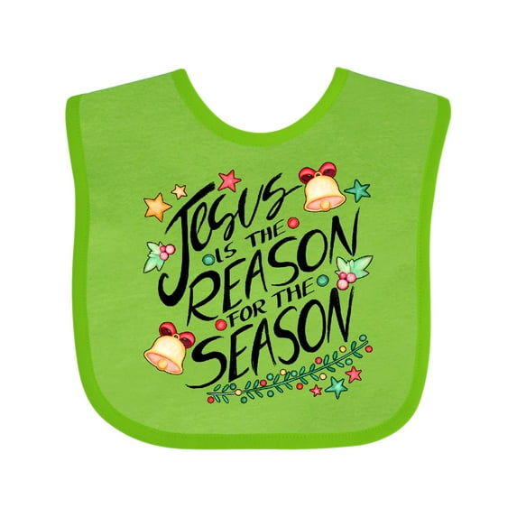 Inktastic Jesus is the Reason for the Season Christmas Bells and Stars Boys or Girls Baby Bib