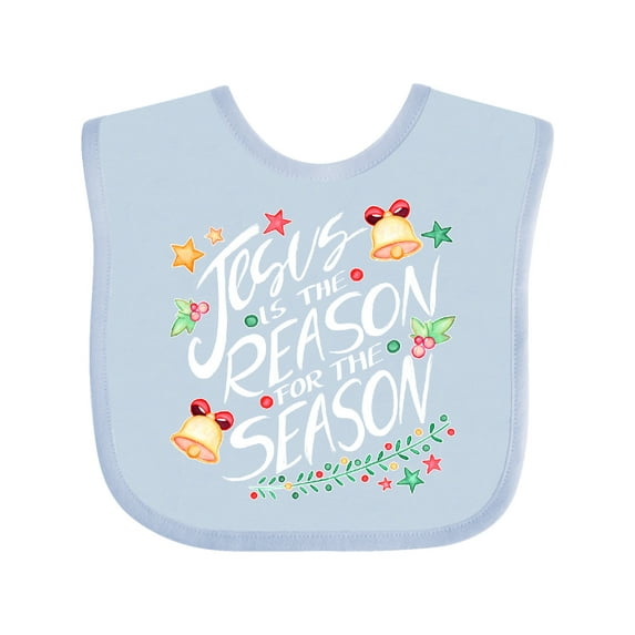 Inktastic Jesus is the Reason for the Season Christmas Bells and Stars Boys or Girls Baby Bib