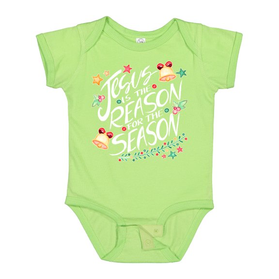 Inktastic Jesus is the Reason for the Season Christmas Bells and Stars Boys or Girls Baby Bodysuit
