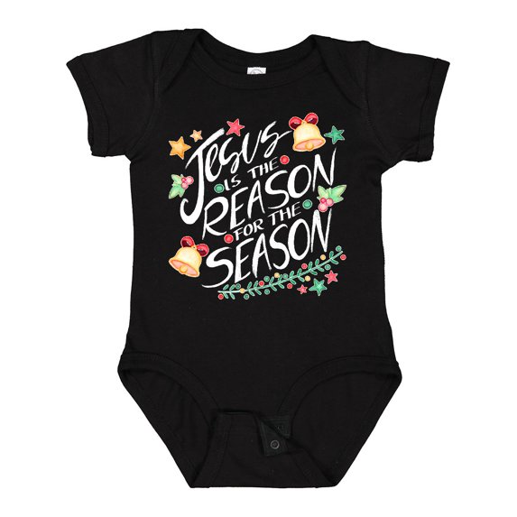 Inktastic Jesus is the Reason for the Season Christmas Bells and Stars Boys or Girls Baby Bodysuit