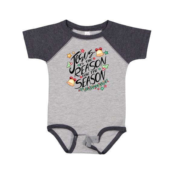 Inktastic Jesus is the Reason for the Season Christmas Bells and Stars Boys or Girls Baby Bodysuit