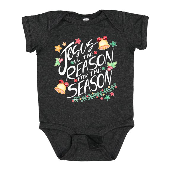 Inktastic Jesus is the Reason for the Season Christmas Bells and Stars Boys or Girls Baby Bodysuit