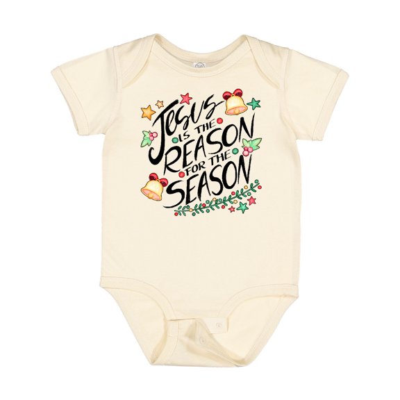 Inktastic Jesus is the Reason for the Season Christmas Bells and Stars Boys or Girls Baby Bodysuit