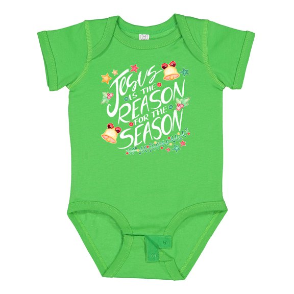 Inktastic Jesus is the Reason for the Season Christmas Bells and Stars Boys or Girls Baby Bodysuit