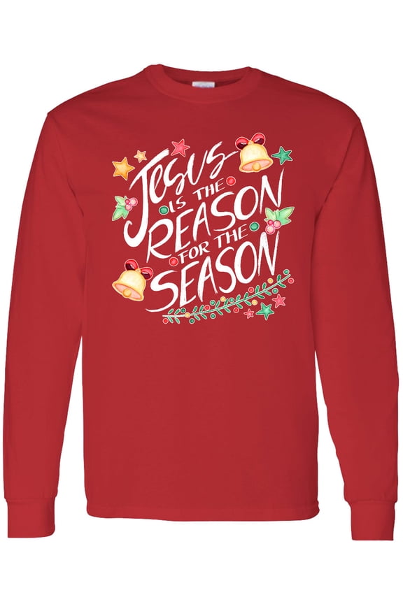 Jesus is the Reason for the Season Christmas Bells and Stars Long Sleeve T-Shirt