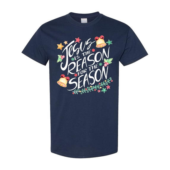 Inktastic Jesus is the Reason for the Season Christmas Bells and Stars T-Shirt