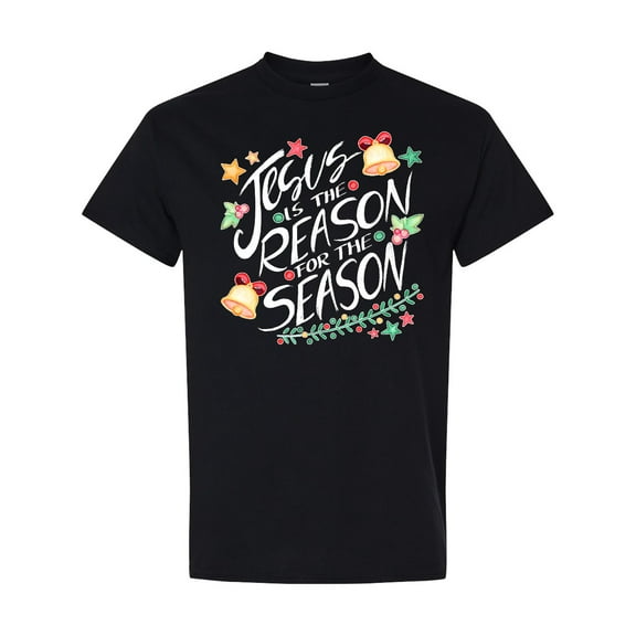 Inktastic Jesus is the Reason for the Season Christmas Bells and Stars T-Shirt