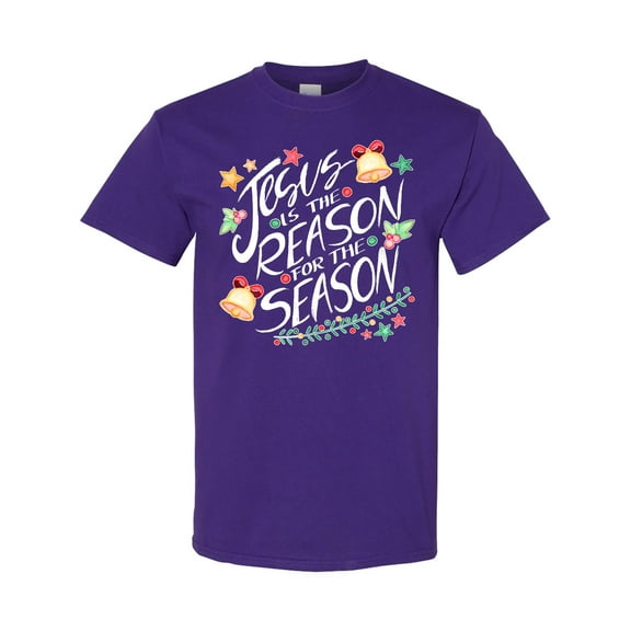 Inktastic Jesus is the Reason for the Season Christmas Bells and Stars T-Shirt