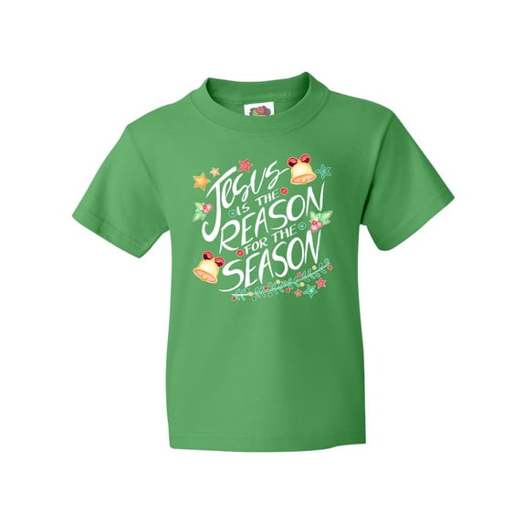 Inktastic Jesus is the Reason for the Season Christmas Bells and Stars Youth T-Shirt